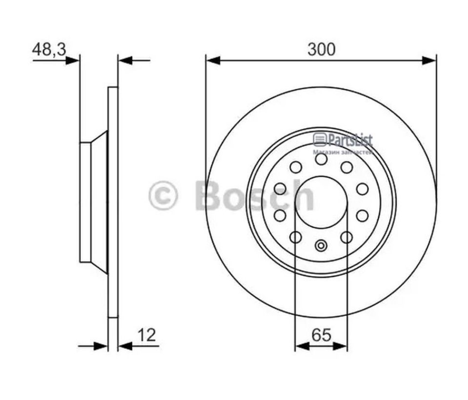 Диск тормозной задний (VAG) BOSCH 0986479V01 аналог 3Q0615601(A)  0986479V01