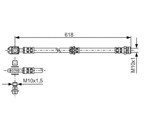 Шланг тормозной передний (VAG) BOSCH 1987481173 аналог 3C0611701H(A)/3AA611701A