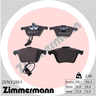 Колодки торм перед c датч (A4,A6) Otto Zimmermann 237632001 аналог 4E0698151M/8E0698151G/4F0698151B(D)  237632001