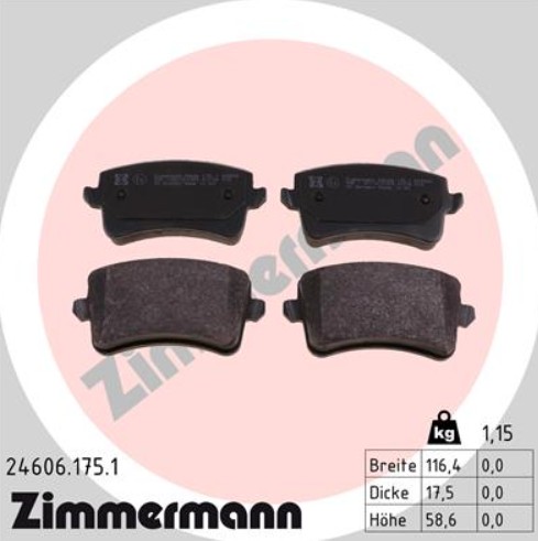 Колодки тормозные задние (Audi) Otto Zimmermann 246061751 аналог 8K0698451A(B,E,C,D)