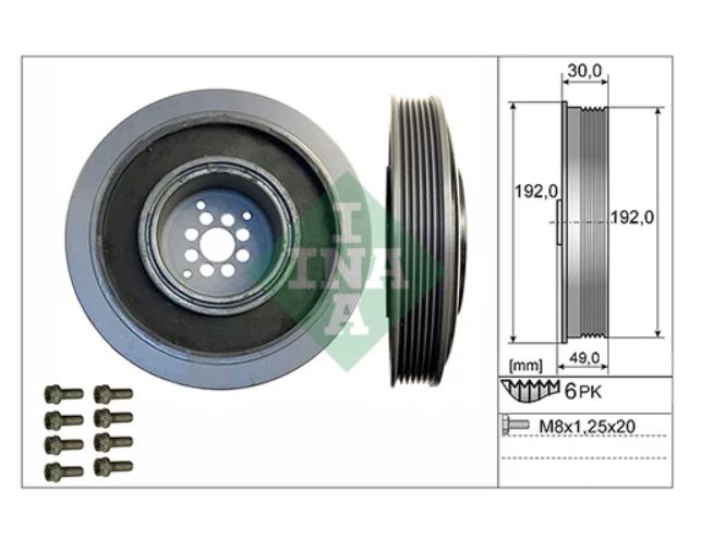 Шкив коленвала (CASA) INA 544010220 аналог 059105251BQ(BN,DJ,DL,AR,AH,AJ,AT,AS,BB,AA,DB)  544010220