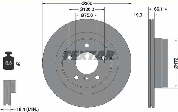 Диск тормозной задний (F30) Textar 92133003 аналог 34216792227  92133003