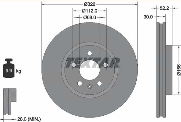 Диск тормозной вентилируемый перед (320 мм Audi) Textar 92160005 ан 8K0615301A  92160005