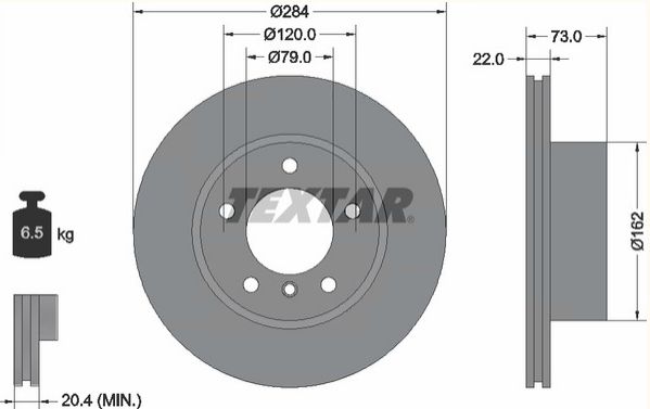 Диск тормозной передний (F20) Textar 92238403 аналог 34116792215  92238403