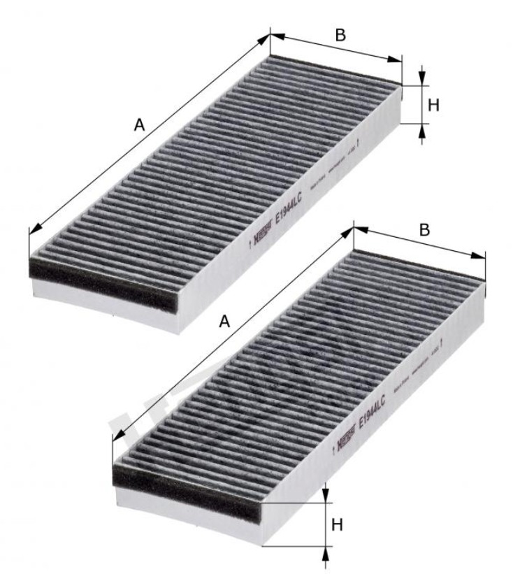 Фильтр салона угольный (комплект) (A6) HENGST E1944LC2 аналог 4F0898438(A,C)/4F0819439