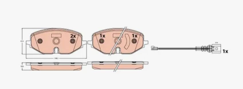 Колодки торм перед c датч (Golf) TRW GDB2392 ан 5WA698151(A,Q,P)  GDB2392