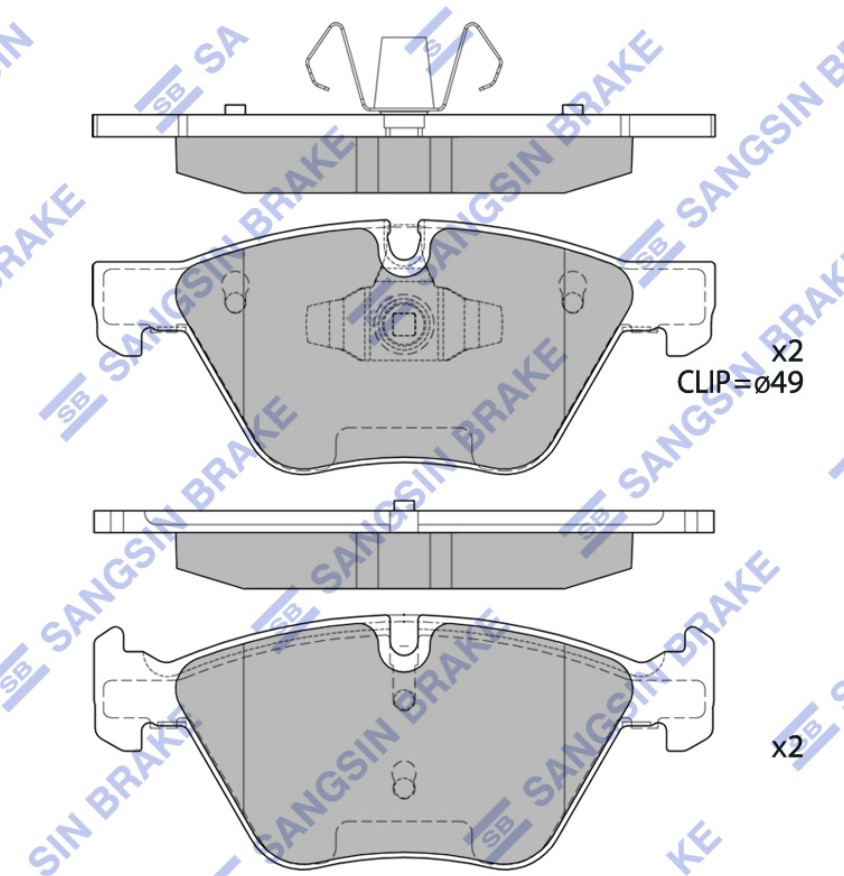 Колодки тормозные передние (E60) Sangsin SP2214 аналог 34112339267/34116763617/34116771868/341167777