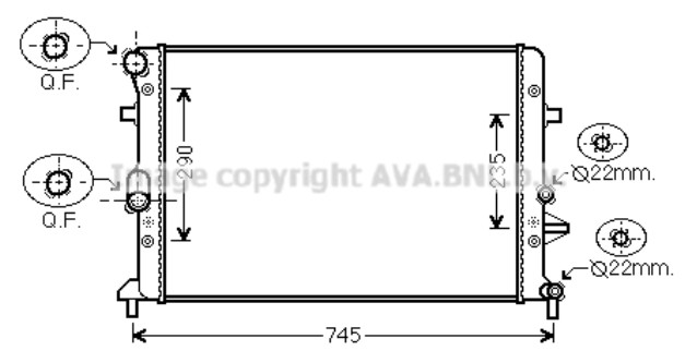 Радиатор охлаждения (CBZB) AVA VNA2289 аналог 1K0121251CL